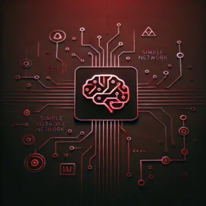 A minimalistic dark red AI-themed overlay with subtle circuit board patterns